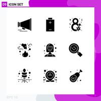 9 Universal Solid Glyphs Set for Web and Mobile Applications director business gift smoke garbage Editable Vector Design Elements