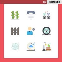 Set of 9 Modern UI Icons Symbols Signs for controls garden fence phone fence mom Editable Vector Design Elements