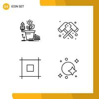 Mobile Interface Line Set of 4 Pictograms of finance page money fire astronomy Editable Vector Design Elements