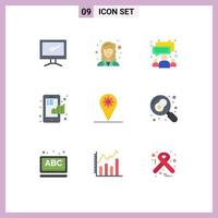 Set of 9 Modern UI Icons Symbols Signs for statistical finance scientist chart team Editable Vector Design Elements