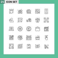 Set of 25 Modern UI Icons Symbols Signs for computers engineering gentleman development audio Editable Vector Design Elements