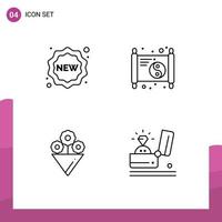 Set of 4 Modern UI Icons Symbols Signs for badge gift shopping paper event Editable Vector Design Elements