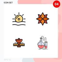 Universal Icon Symbols Group of 4 Modern Filledline Flat Colors of nature space weather winter satellite Editable Vector Design Elements