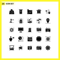 Universal Icon Symbols Group of 25 Modern Solid Glyphs of location power banking enrgy home Editable Vector Design Elements