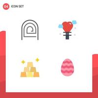 Pictogram Set of 4 Simple Flat Icons of finger gold pattern love decoration Editable Vector Design Elements