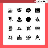 Set of 16 Modern UI Icons Symbols Signs for text web devices page vinyl Editable Vector Design Elements