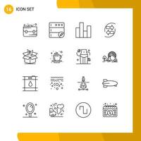 Outline Pack of 16 Universal Symbols of box money chart exchang chart Editable Vector Design Elements