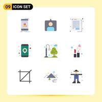 Stock Vector Icon Pack of 9 Line Signs and Symbols for city navigation accounts location app Editable Vector Design Elements