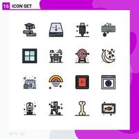 User Interface Pack of 16 Basic Flat Color Filled Lines of obsolete keyboard cable interface equipment Editable Creative Vector Design Elements