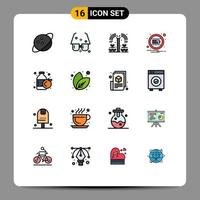 Set of 16 Modern UI Icons Symbols Signs for orange notification agriculture interface battery Editable Creative Vector Design Elements