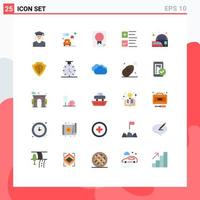 25 Thematic Vector Flat Colors and Editable Symbols of railway station plus award tick report Editable Vector Design Elements