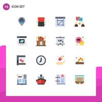 Set of 16 Modern UI Icons Symbols Signs for chatting man notebook website image crop Editable Pack of Creative Vector Design Elements