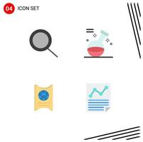 Set of 4 Modern UI Icons Symbols Signs for search hotel game pass document Editable Vector Design Elements