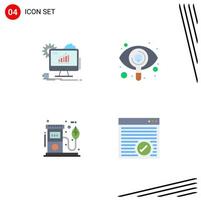 4 Creative Icons Modern Signs and Symbols of analytics eco web search oil Editable Vector Design Elements