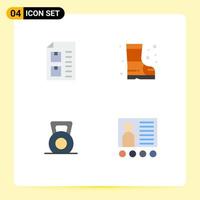 Set of 4 Modern UI Icons Symbols Signs for check fitness list fire lift Editable Vector Design Elements