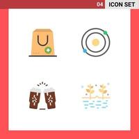 Pack of 4 creative Flat Icons of add drink e molecule glass Editable Vector Design Elements