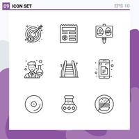 Set of 9 Modern UI Icons Symbols Signs for electric stair eggs scientist avatar Editable Vector Design Elements