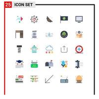 25 Thematic Vector Flat Colors and Editable Symbols of imac monitor croissant computer flag Editable Vector Design Elements