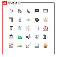 25 Thematic Vector Flat Colors and Editable Symbols of imac monitor croissant computer flag Editable Vector Design Elements