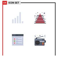 Set of 4 Vector Flat Icons on Grid for connection web business pyramid text Editable Vector Design Elements