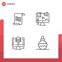 4 Universal Line Signs Symbols of file design business digital computer Editable Vector Design Elements