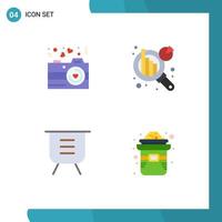 Modern Set of 4 Flat Icons Pictograph of camera minus valentine information analysis remove Editable Vector Design Elements