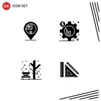 Editable Vector Line Pack of 4 Simple Solid Glyphs of australia setting nation business fall Editable Vector Design Elements
