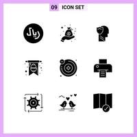 Pack of 9 Modern Solid Glyphs Signs and Symbols for Web Print Media such as molecule atoms secure egg card Editable Vector Design Elements