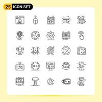 Universal Icon Symbols Group of 25 Modern Lines of santa claus sound christmas web Editable Vector Design Elements