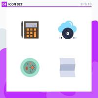 Universal Icon Symbols Group of 4 Modern Flat Icons of accounting protect calculation math data Editable Vector Design Elements