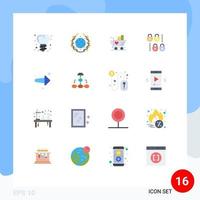 Mobile Interface Flat Color Set of 16 Pictograms of right back love arrow lock Editable Pack of Creative Vector Design Elements