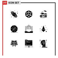 Set of 9 Modern UI Icons Symbols Signs for laptop business scooter arrow sports Editable Vector Design Elements