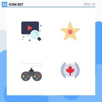 Mobile Interface Flat Icon Set of 4 Pictograms of web game film theatre flag Editable Vector Design Elements