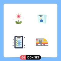 Pack of 4 creative Flat Icons of flora checklist nature card learning Editable Vector Design Elements