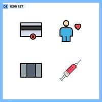 Group of 4 Filledline Flat Colors Signs and Symbols for finance maximize avatar heart injection Editable Vector Design Elements