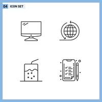 4 Creative Icons Modern Signs and Symbols of computer drink imac business network analytics Editable Vector Design Elements