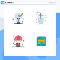 4 Flat Icon concept for Websites Mobile and Apps bulb delivery ok drink parachute Editable Vector Design Elements