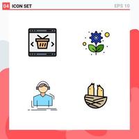 Stock Vector Icon Pack of 4 Line Signs and Symbols for app engineer shopping sustainable listen Editable Vector Design Elements