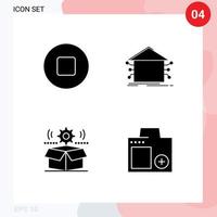 Pack of 4 creative Solid Glyphs of multimedia wheel home network setting Editable Vector Design Elements