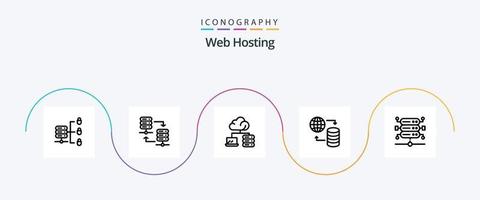 Web Hosting Line 5 Icon Pack Including web. world . share. hosting . server vector