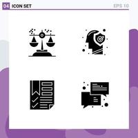 Editable Vector Line Pack of 4 Simple Solid Glyphs of choice mind judgment head data Editable Vector Design Elements