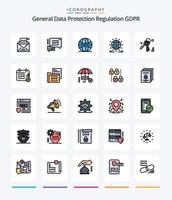 Creative Gdpr 25 Line FIlled icon pack  Such As gdpr. network. gdpr. internet. gdpr vector