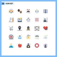 Mobile Interface Flat Color Set of 25 Pictograms of wrench open sweets hands moustache Editable Vector Design Elements