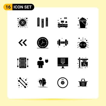Modern Set of 16 Solid Glyphs and symbols such as clock arrows table arrow floor Editable Vector Design Elements