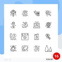 16 Thematic Vector Outlines and Editable Symbols of flower lollipop passport food vacation Editable Vector Design Elements