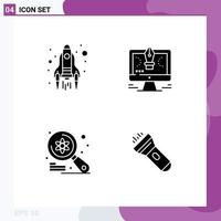 4 Thematic Vector Solid Glyphs and Editable Symbols of rocket computer launch comuter imac Editable Vector Design Elements