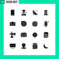 16 Creative Icons Modern Signs and Symbols of bag space transportation tower building Editable Vector Design Elements