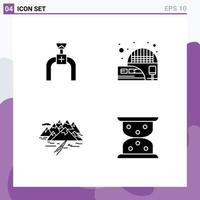 Group of Modern Solid Glyphs Set for pipeline hill line suburban rocks Editable Vector Design Elements