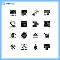 conjunto de 16 iconos modernos de la interfaz de usuario signos de símbolos para la ingeniería del adaptador de datos de conexión de entrada elementos de diseño vectorial editables vector