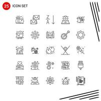 Modern Set of 25 Lines Pictograph of day presentation envelope imagination box Editable Vector Design Elements